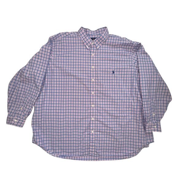 EUC Men's Ralph Lauren Button Up Shirt Mens 4XB Pink Blue Check Long Sleeve‎ - Picture 1 of 4
